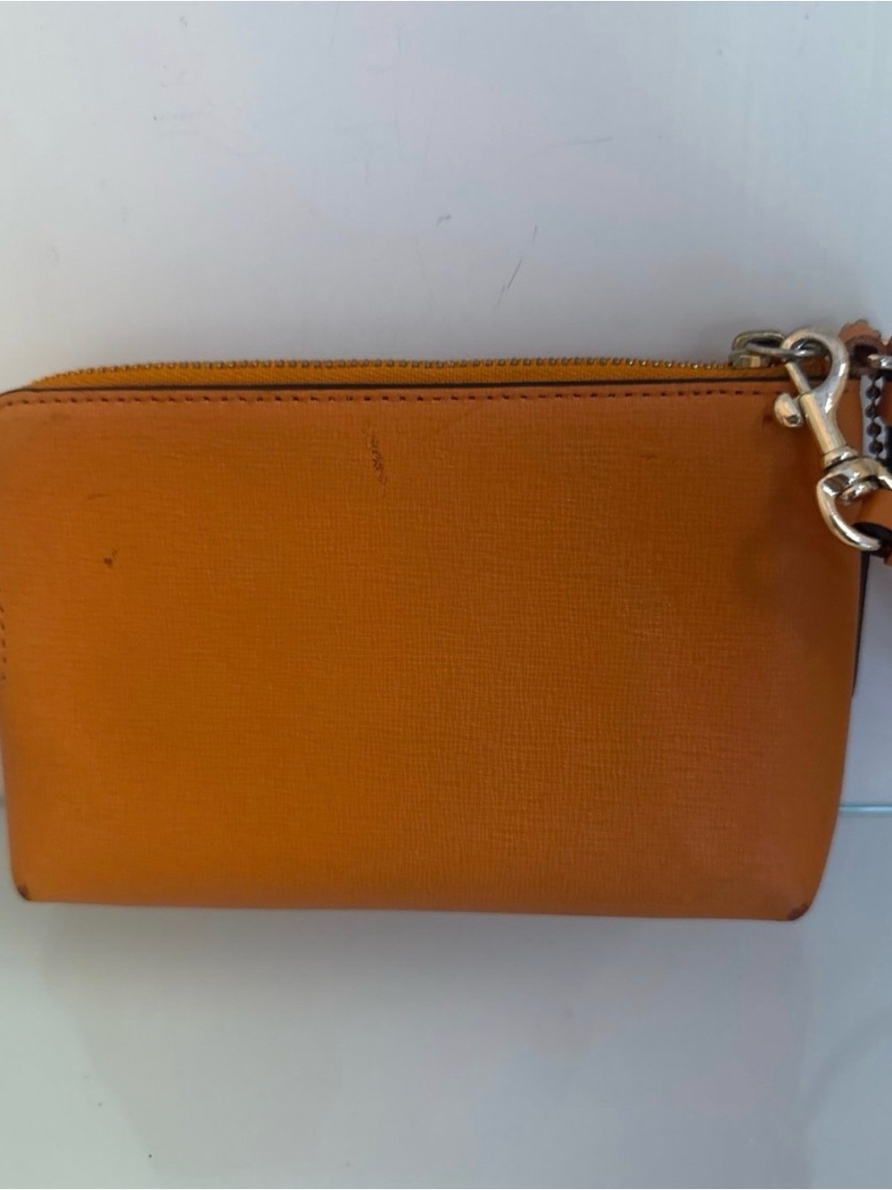 Coach Orange Leather Double-Zip Wristlet - Picture 4 of 5